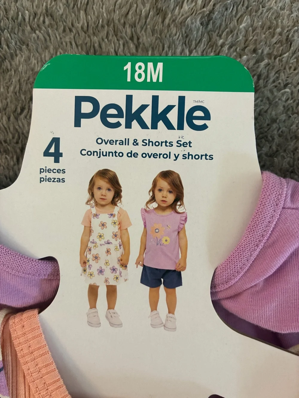 Toddler Floral Overall Dress and Shorts/Shirt combo - 4piece set - 18M